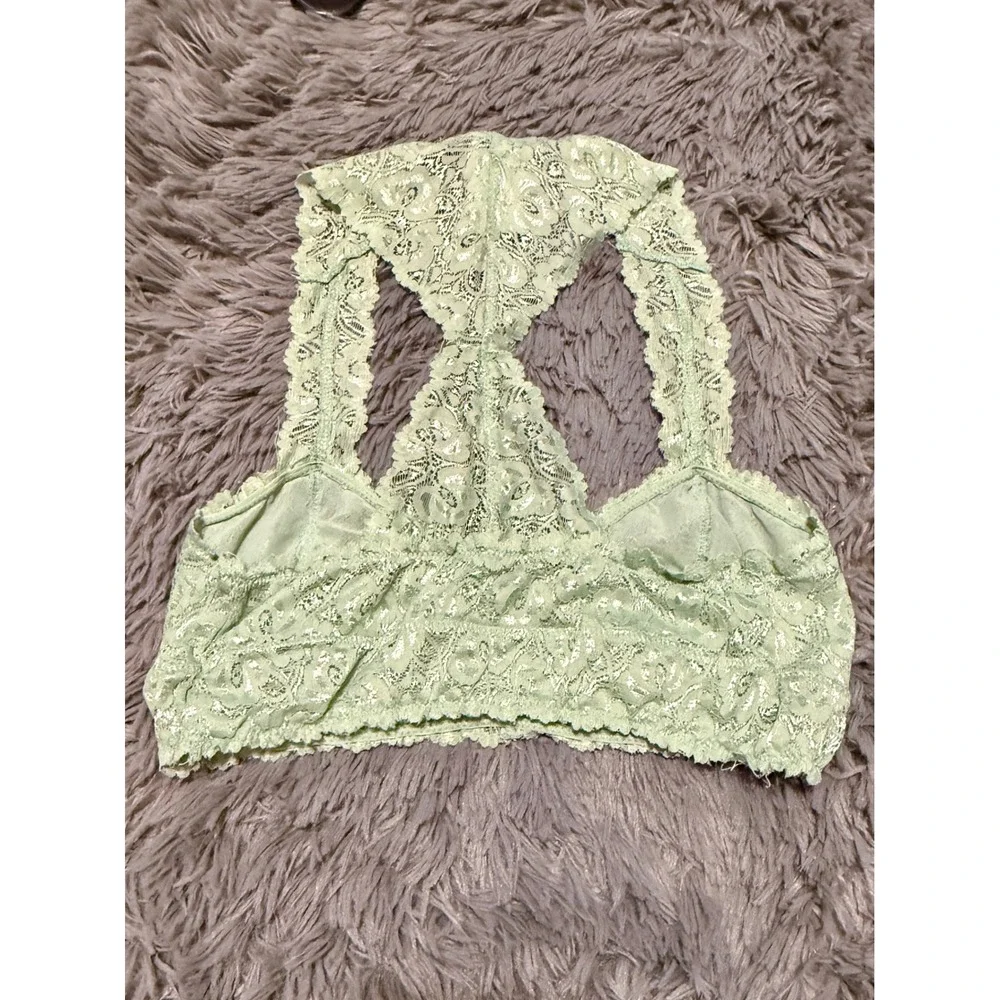 By Together Bralette Women Medium Mint Green Excellent Lace Racerback
